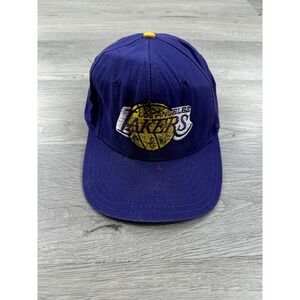 Vintage Los Angeles Lakers Hat Cap Adjustable Purple Yellow Embroidered NBA